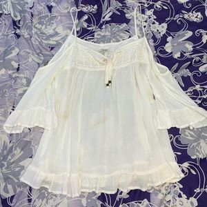 White off shoulder sleeve top with straps